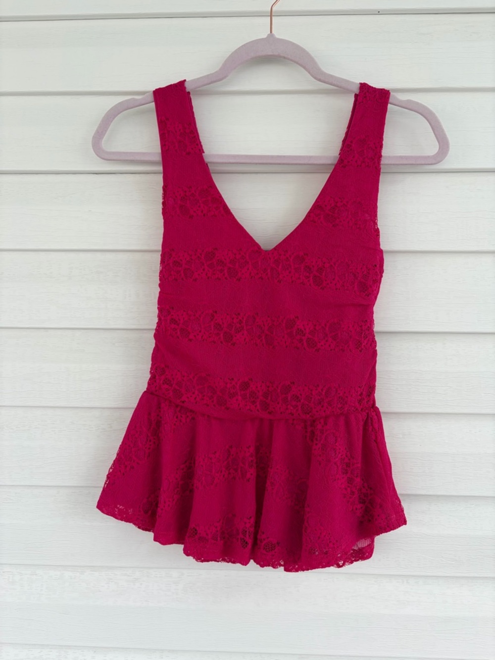 Lily Rose Bright Pink Lace Blouse Feminine Statement Top